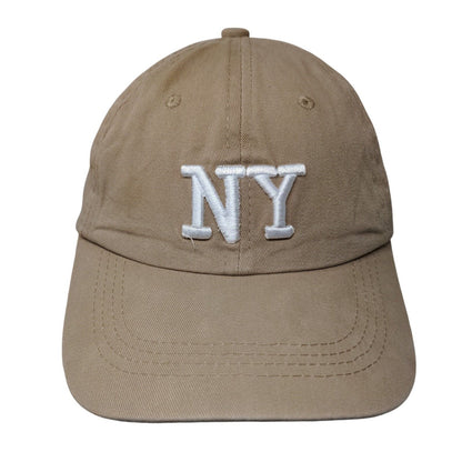 NY Slideback Hat Tan One Size Adjustable Embroidered Solid 6 Panel