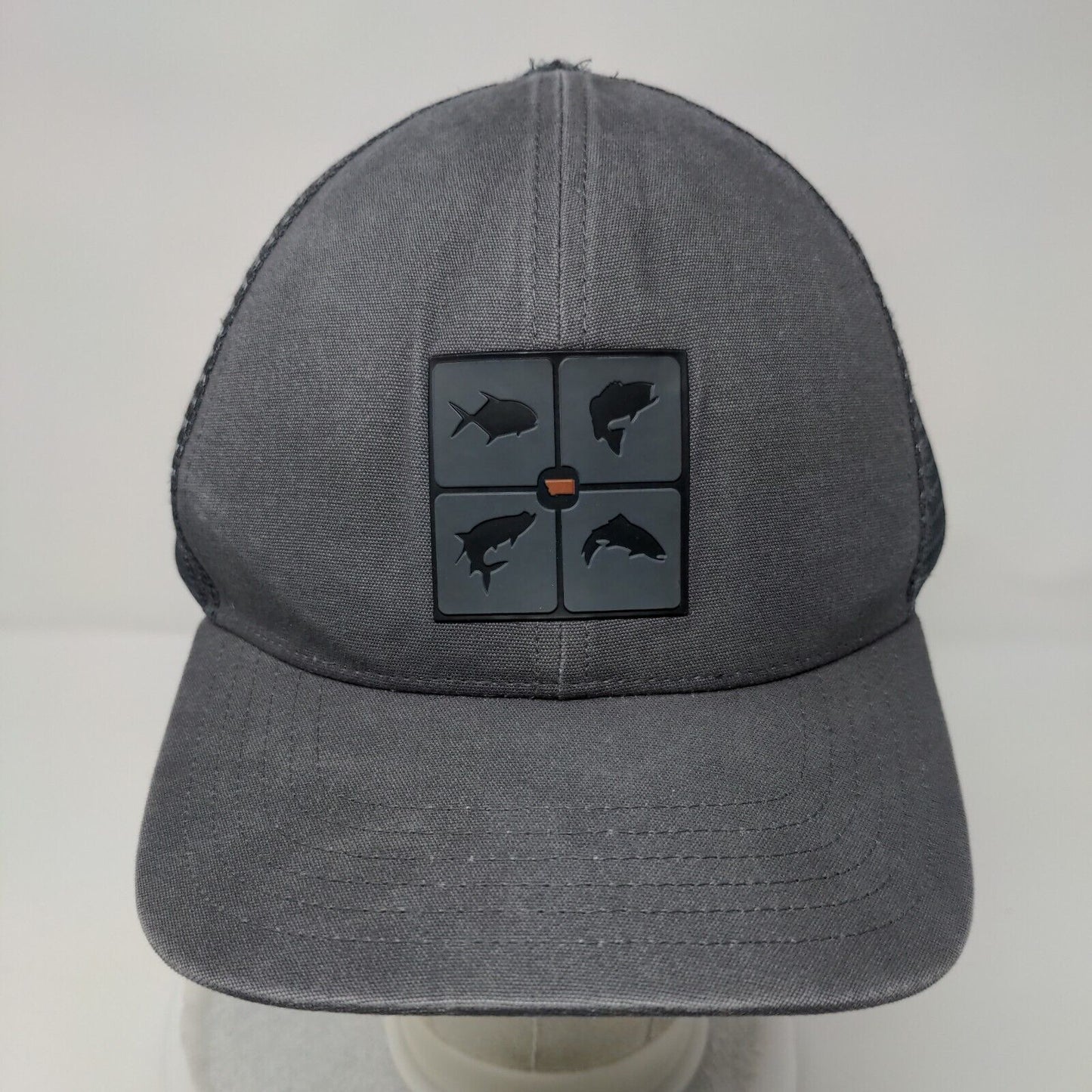 Simms Fishing Snapback Trucker Hat Gray One Size Mesh Back Outdoor