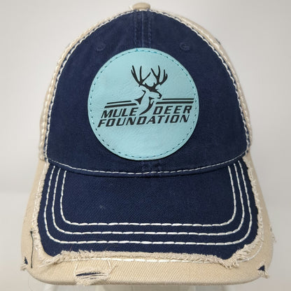 Otto Baseball Cap Blue Beige OSFM Mule Deer Foundation Contrast Stitching Hat