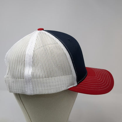 Richardson Trucker Hat Blue OS CAT American Flag Patch Mesh Snapback 112 Work