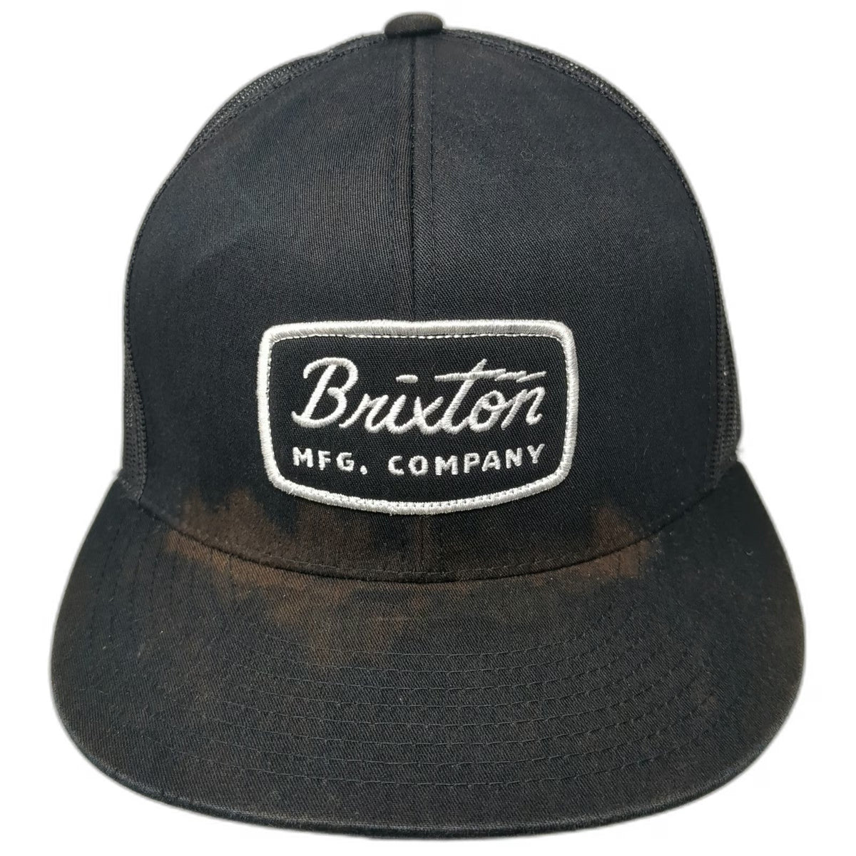 Brixton Trucker Hat Black One Size Mesh Back Snapback Logo Patch Flat Brim Mfg