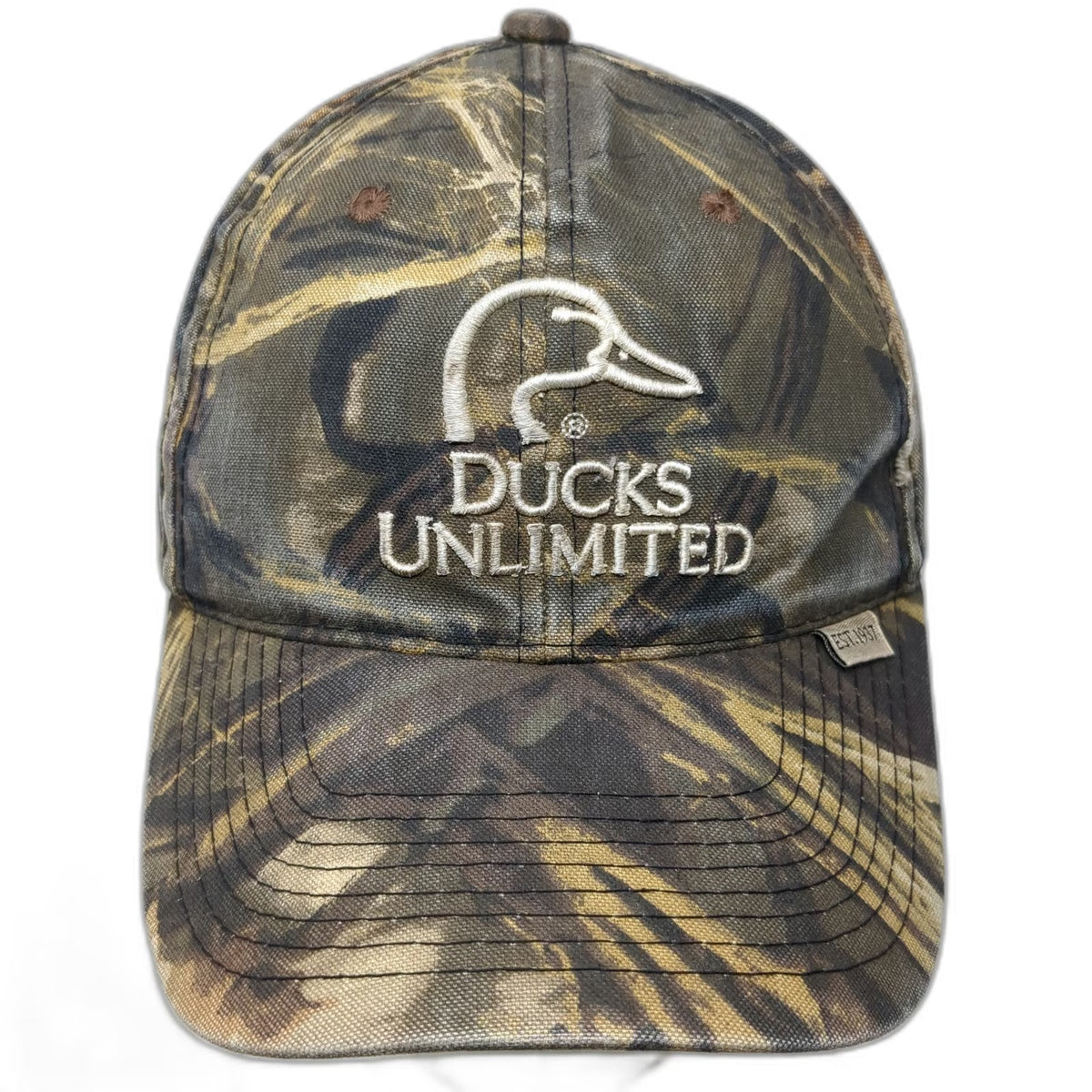 Outdoor Cap Baseball Brown Green Camo One Size Ducks Unlimited Slideback Hat