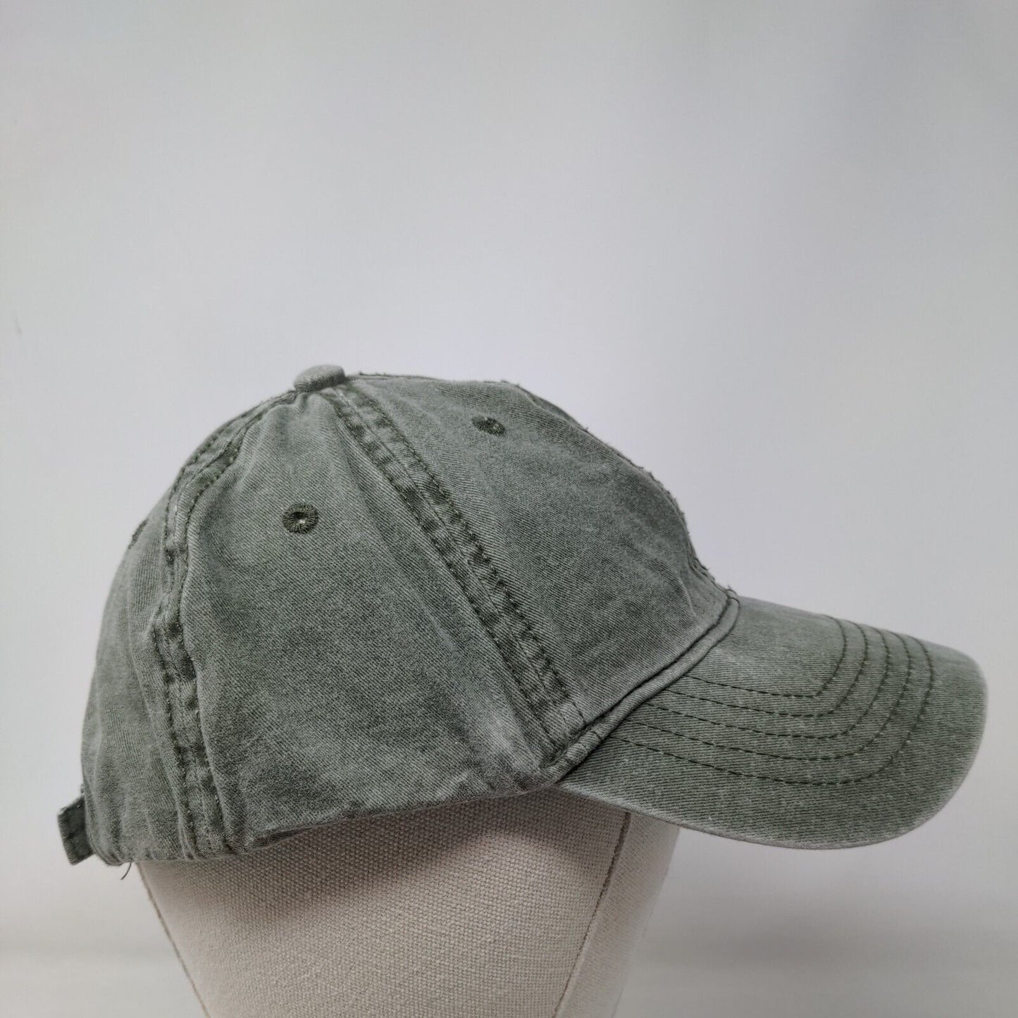 Unbranded Slideback Hat Green OSFM Adjustable Vented Holes 6 Panel Blank