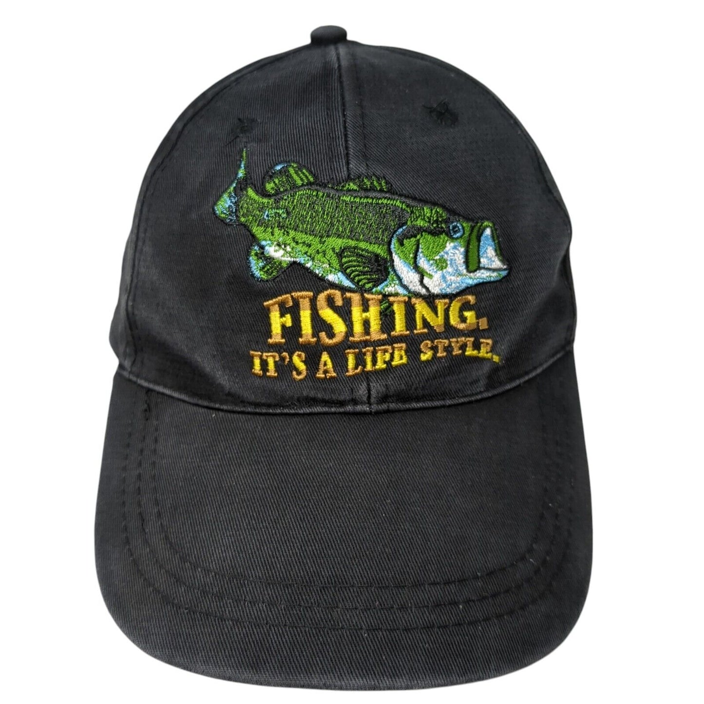 Fishing It's A Life Style Strapback Hat Black One Size Adjustable Ugly Stik