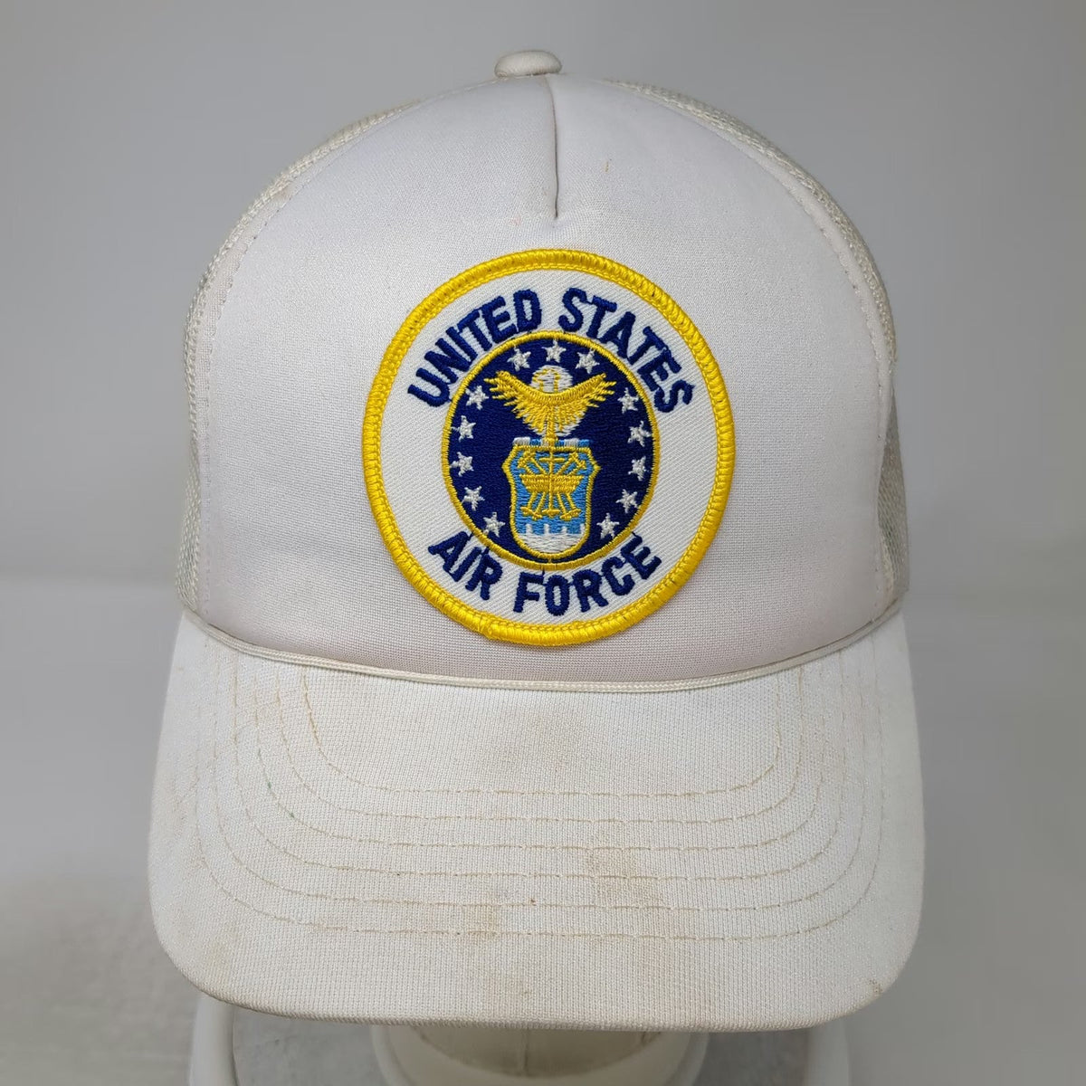 United States Air Force USAF Patch White Trucker Hat One Size Mesh Foam Snapback