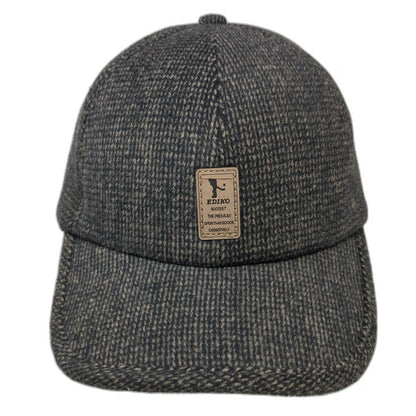 Ediko Baseball Cap Gray One Size Tweed Golf Ear Flaps Slideback Textured Hat