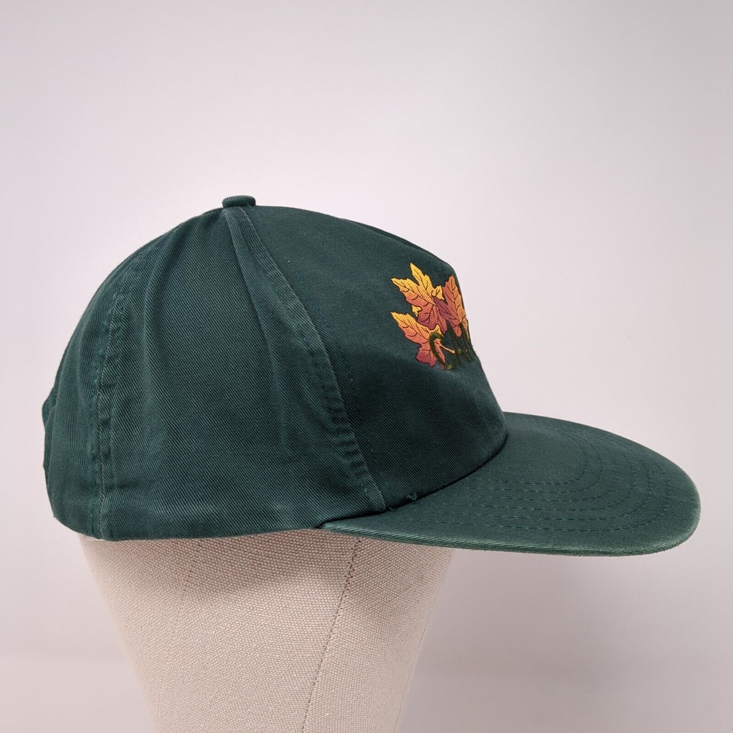 Canada Snapback Hat Green One Size Adjustable Embroidered Patriotic 6 Panel