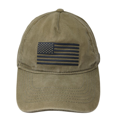 American Flag Army Strapback Baseball Cap Brown One Size Adjustable Patriotic
