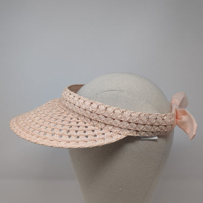 Unbranded Sun Visor Straw Hat Pink One Size Adjustable Bow Tie Lightweight