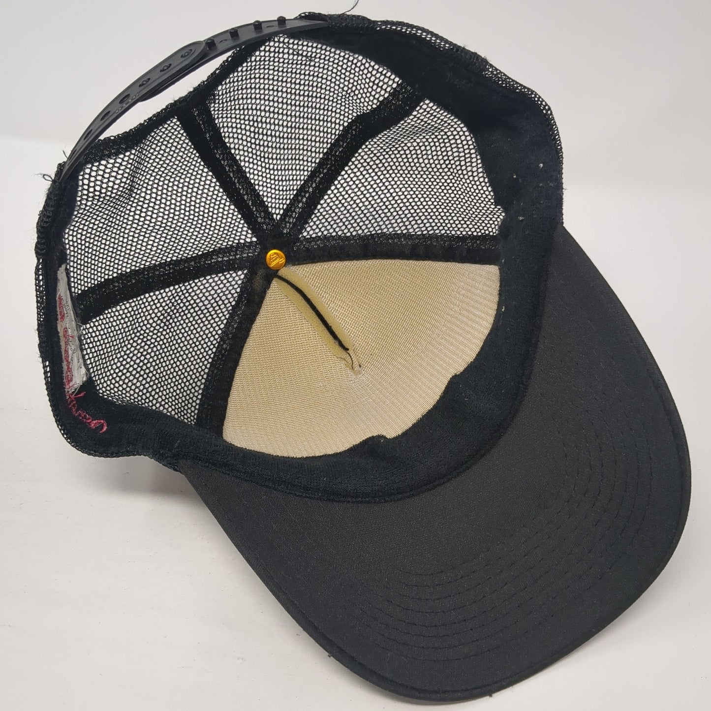 Priscilla White Wit Wheat Trucker Hat Black One Size Adjustable Mesh Back Rope