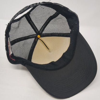 Priscilla White Wit Wheat Trucker Hat Black One Size Adjustable Mesh Back Rope