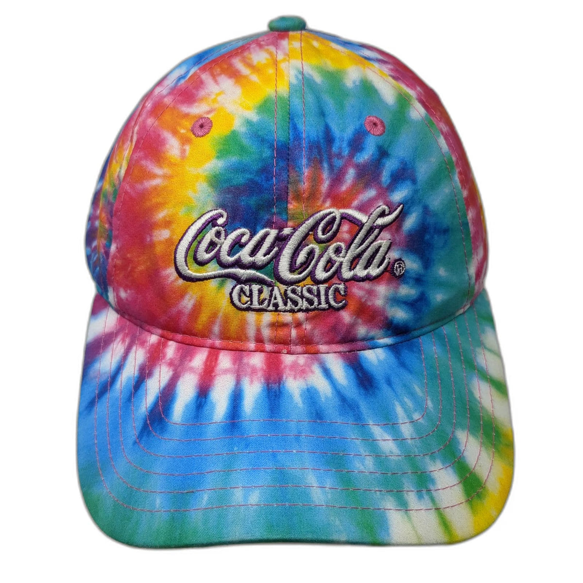 Coca-Cola Baseball Cap Blue Red Yellow One Size Tie-Dye Embroidered Classic Hat