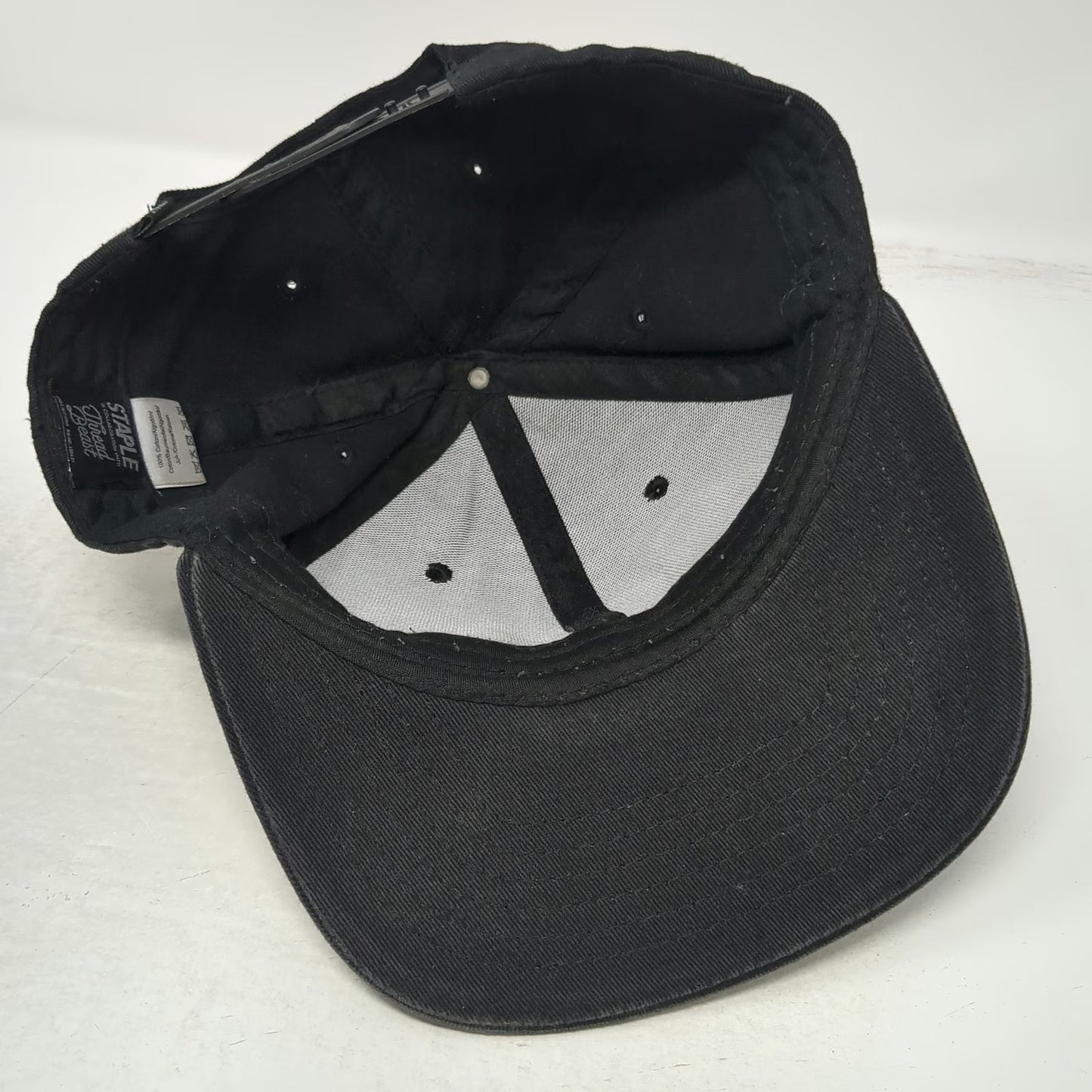 Staple Snapback Black One Size Script Logo Embroidery Thread Beast Cotton Hat