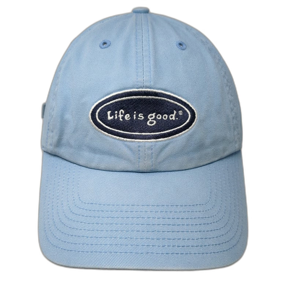 Life is Good Baseball Cap Blue One Size Cotton Embroidered Patch Slideback Hat