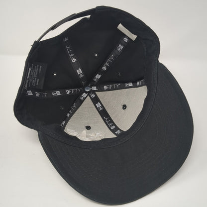 New Era Snapback Hat Black One Size Embroidered Logo Solid Adjustable