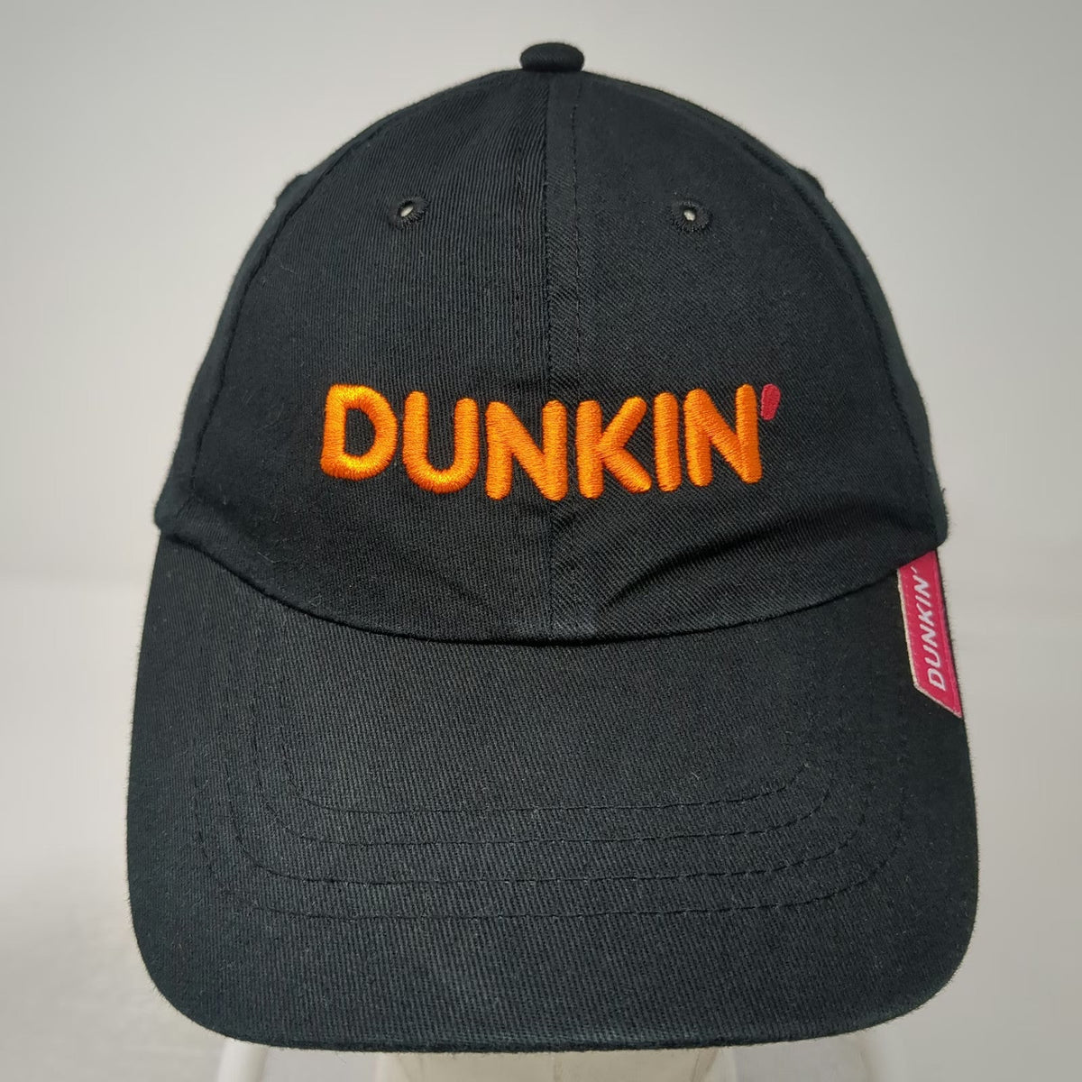 Dunkin Baseball Cap Black One Size Embroidered Logo Strapback Hat Coffee Donut