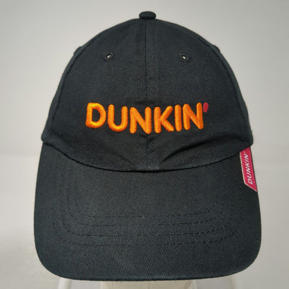 Dunkin Baseball Cap Black One Size Embroidered Logo Strapback Hat Coffee Donut