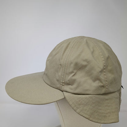 Columbia Baseball Cap Beige Blue L Neck Flap Fitted Made in USA Hat Vintage