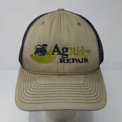 AgRidge Repair Snapback Trucker Hat Tan One Size Mesh Back Embroidered
