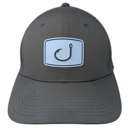 AVID Trucker Hat Gray One Size Snapback Fishing Hook Patch Laser Cut Performance