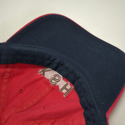 McNeal Baseball Cap Red One Size KSH Embroidered Leather Strapback Cotton Hat