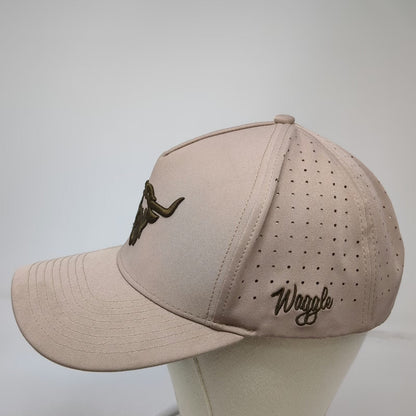 Waggle Trucker Hat Beige One Size Highland Cow Bull Perforated Golf Snapback