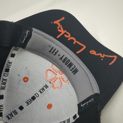 Black Clover Baseball Cap Orange XL Memory Fit Live Lucky Contrast Stitch Hat
