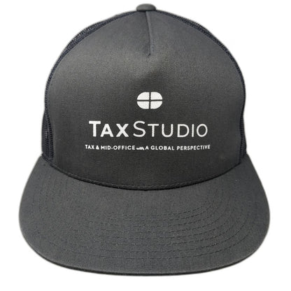 Yupoong Trucker Hat Gray One Size Tax Studio Logo Mesh Back Snapback Work Cap