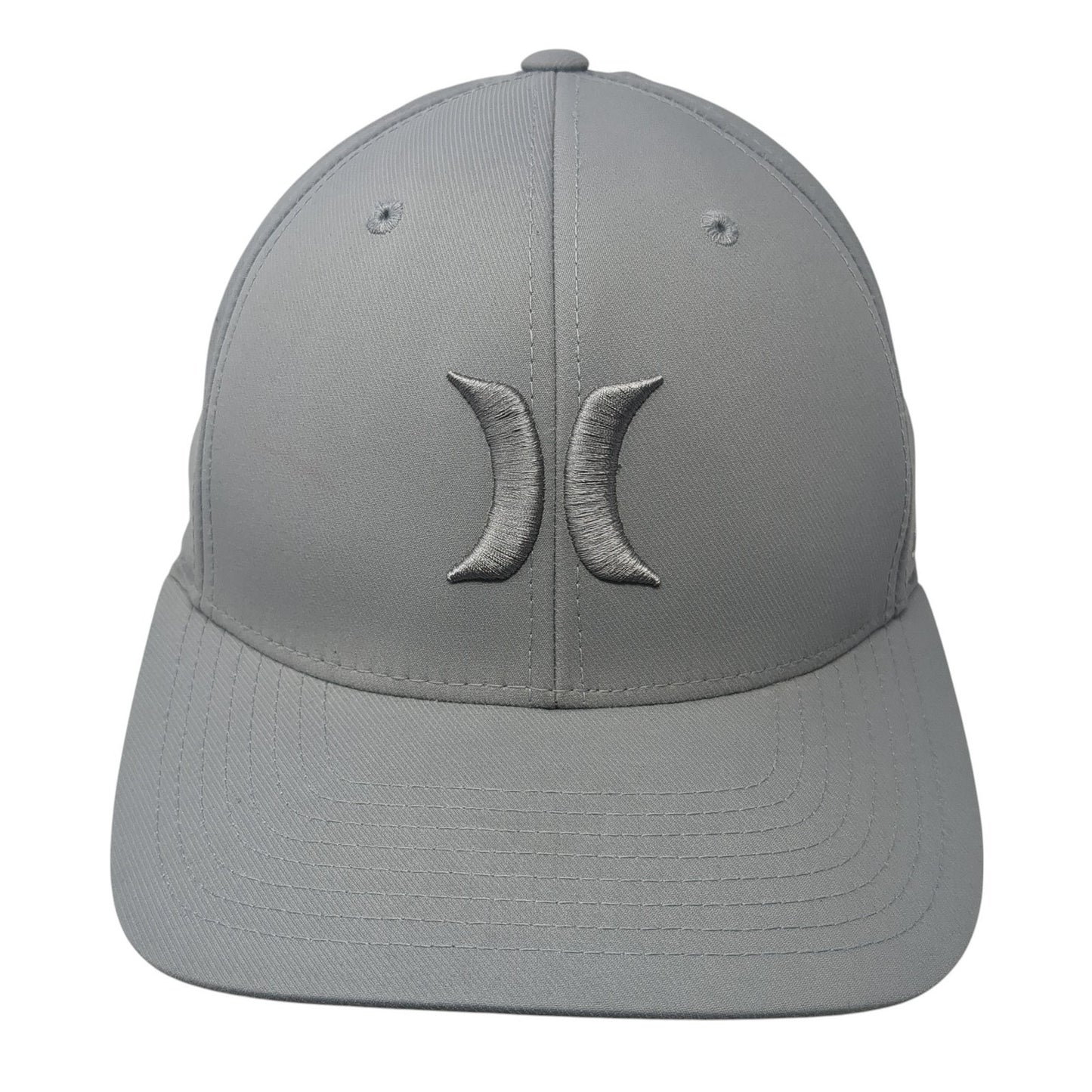 Hurley Logo Fitted Hat Gray Medium Solid Flexfit Embroidered Yupoong