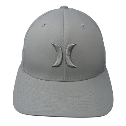 Hurley Logo Fitted Hat Gray Medium Solid Flexfit Embroidered Yupoong