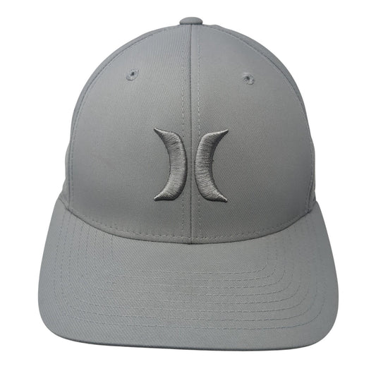 Hurley Logo Fitted Hat Gray Medium Solid Flexfit Embroidered Yupoong