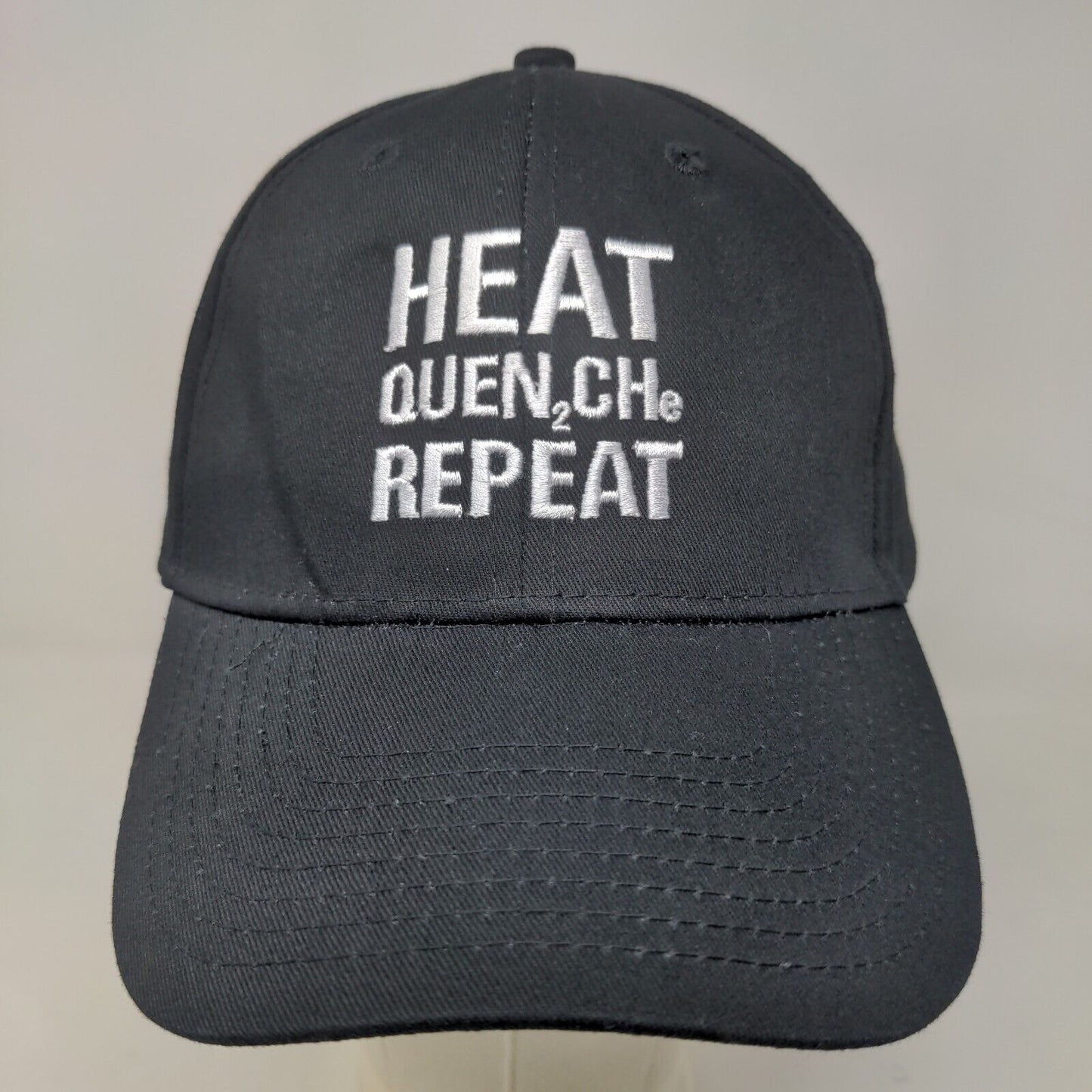 Hit Wear Men's Strapback Hat Black OSFM ECM USA Heat Quench Repeat Embroidered