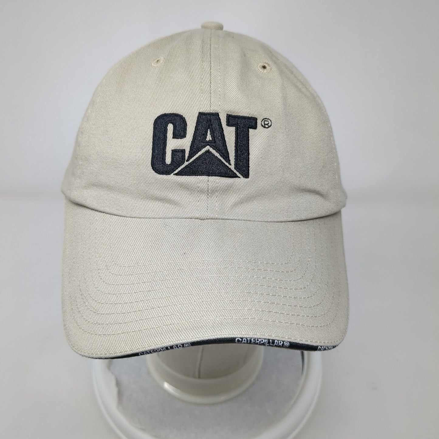 CAT Caterpillar Strapback Hat Tan OSFM Adjustable Embroidered Cyrk Cotton