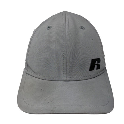 Russell Fitted Hat Gray S/M Lightweight Graphic Logo Vented Holes 6 Panel