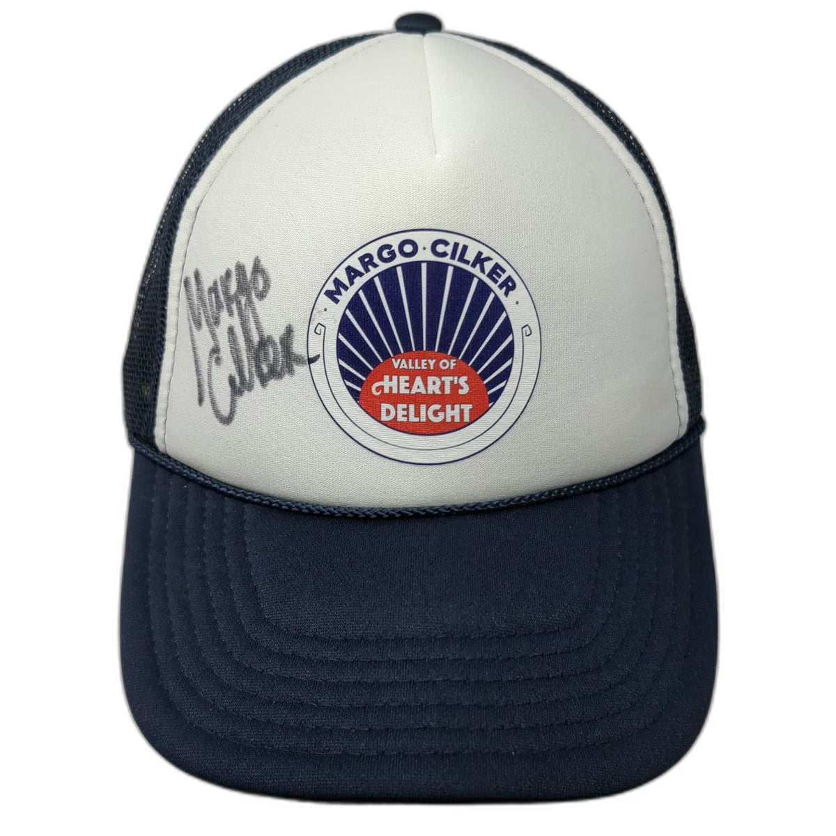 OTTO Trucker Hat Blue One Size Signed Margo Cilker Valley Heart's Delight Mesh