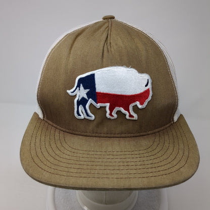 Texas Buffalo Snapback Trucker Hat Brown OS Adjustable Mesh Back Classic Yupoong