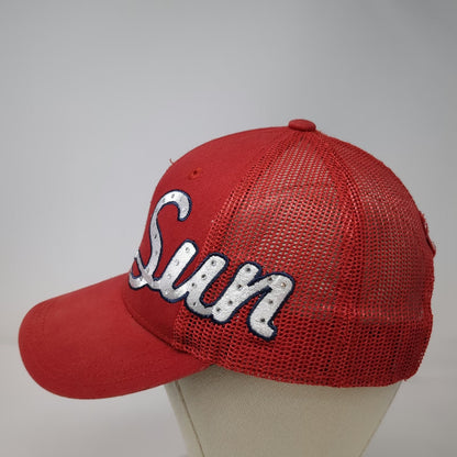 Adidas Trucker Hat Red One Size Mesh Snapback Rhinestone Sun Connecticut Hat