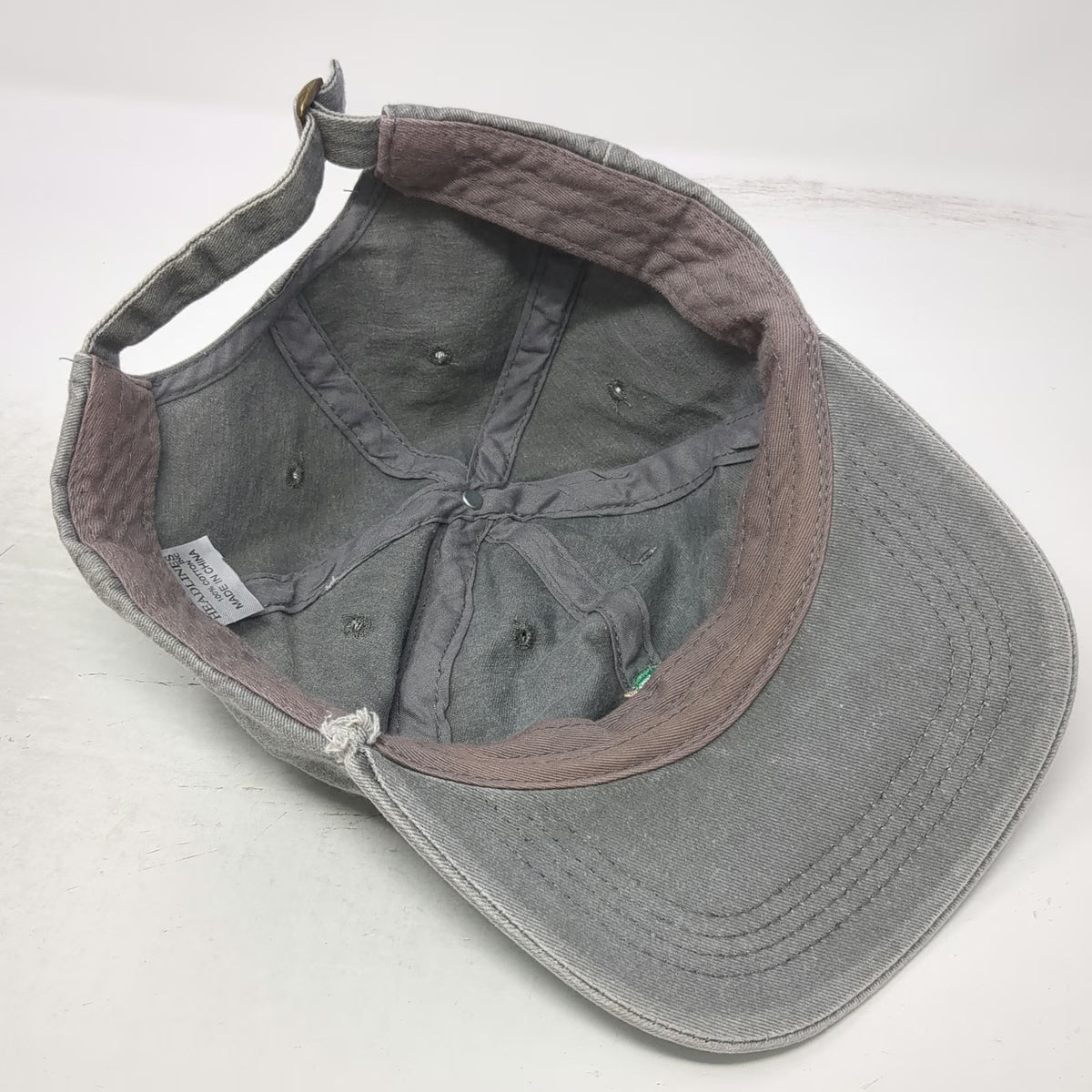 Headlines Baseball Cap Gray One Size Cherry Embroidery Adjustable Washed Cotton