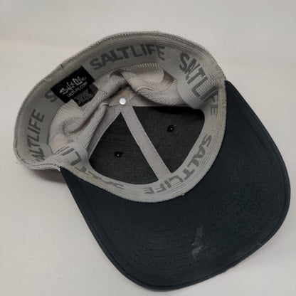 Salt Life Fitted Mesh Back Trucker Hat Black OSFM Colorblock 6 Panel