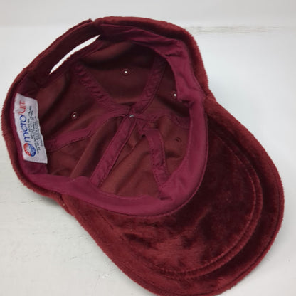 Microfur Baseball Cap Red One Size Plush Fuzzy Fleece Strapback Warm Soft Hat