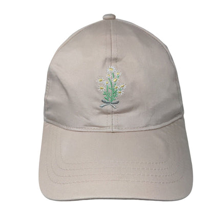 Ximi Vogue Slideback Hat Tan One Size Adjustable Embroidered Floral