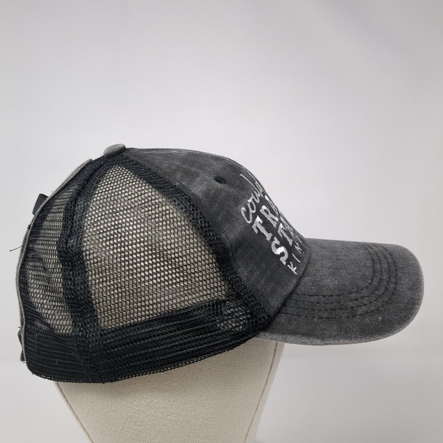 Could Be A Train Station Kinda Day Ponytail Strapback Hat Gray OS Mesh Back