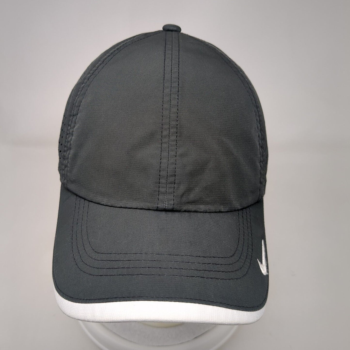 Nike Golf Strapback Hat Black OSFA Laser Cut Embroidered Swoosh