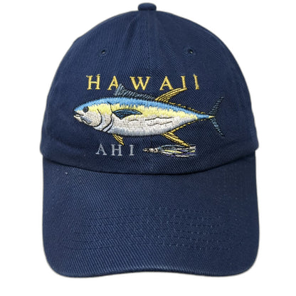 Hawaiian Headwear Baseball Cap Blue One Size Hawaii Ahi Tuna Fishing Hat