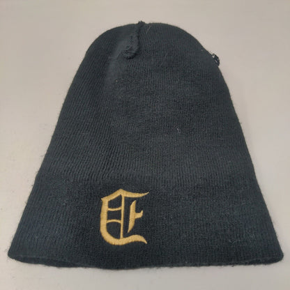 Unbranded Men's Knit Beanie Hat Black Embroidered Gold D Logo