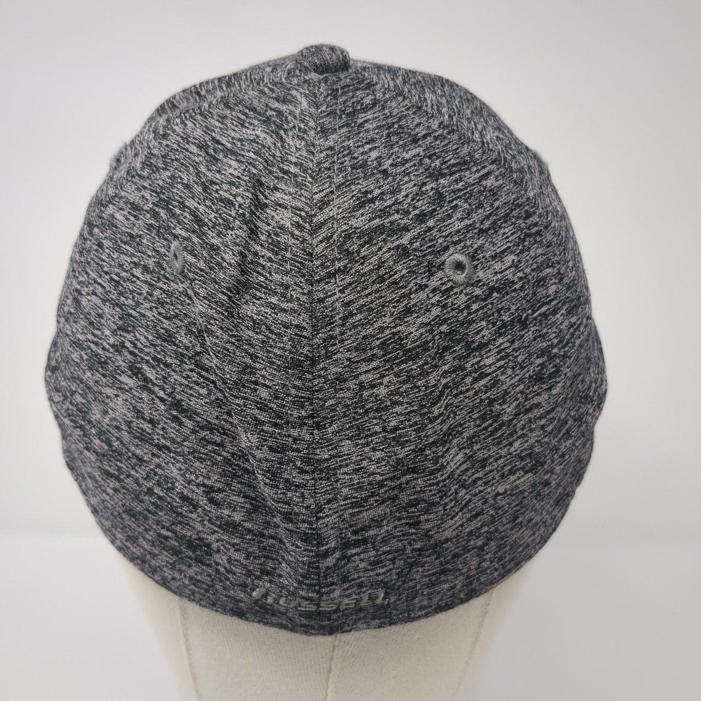 Russell Fitted Hat Gray Medium Embroidered Logo Stretch Vent Holes