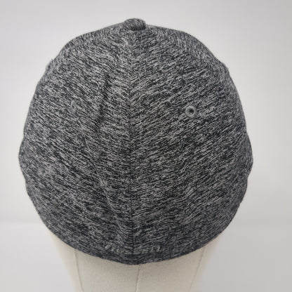 Russell Fitted Hat Gray Medium Embroidered Logo Stretch Vent Holes