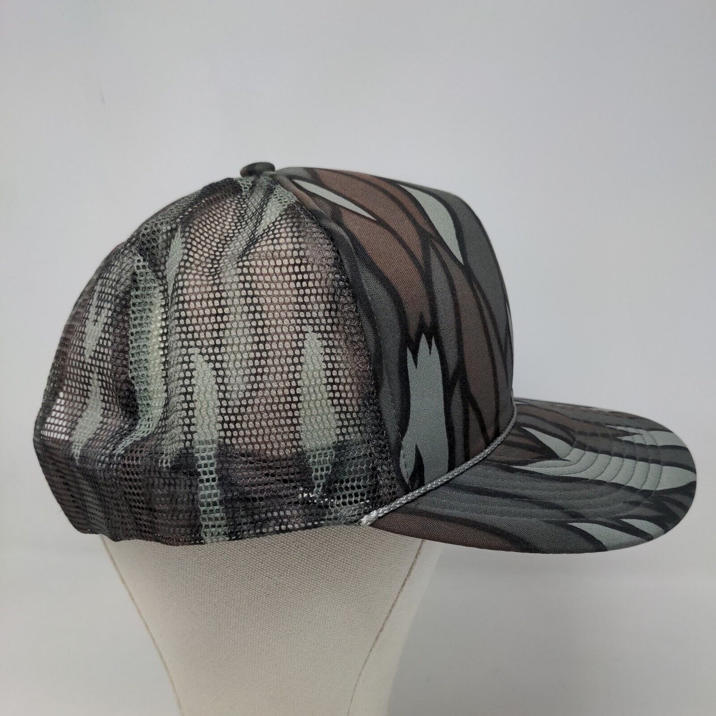 The Mad Hatter Men's Snapback Mesh Back Hat Fits All Striped Logo Polyester