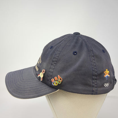 American Needle Baseball Cap Blue OS 2002 Salt Lake Olympics Hat Pins Vintage