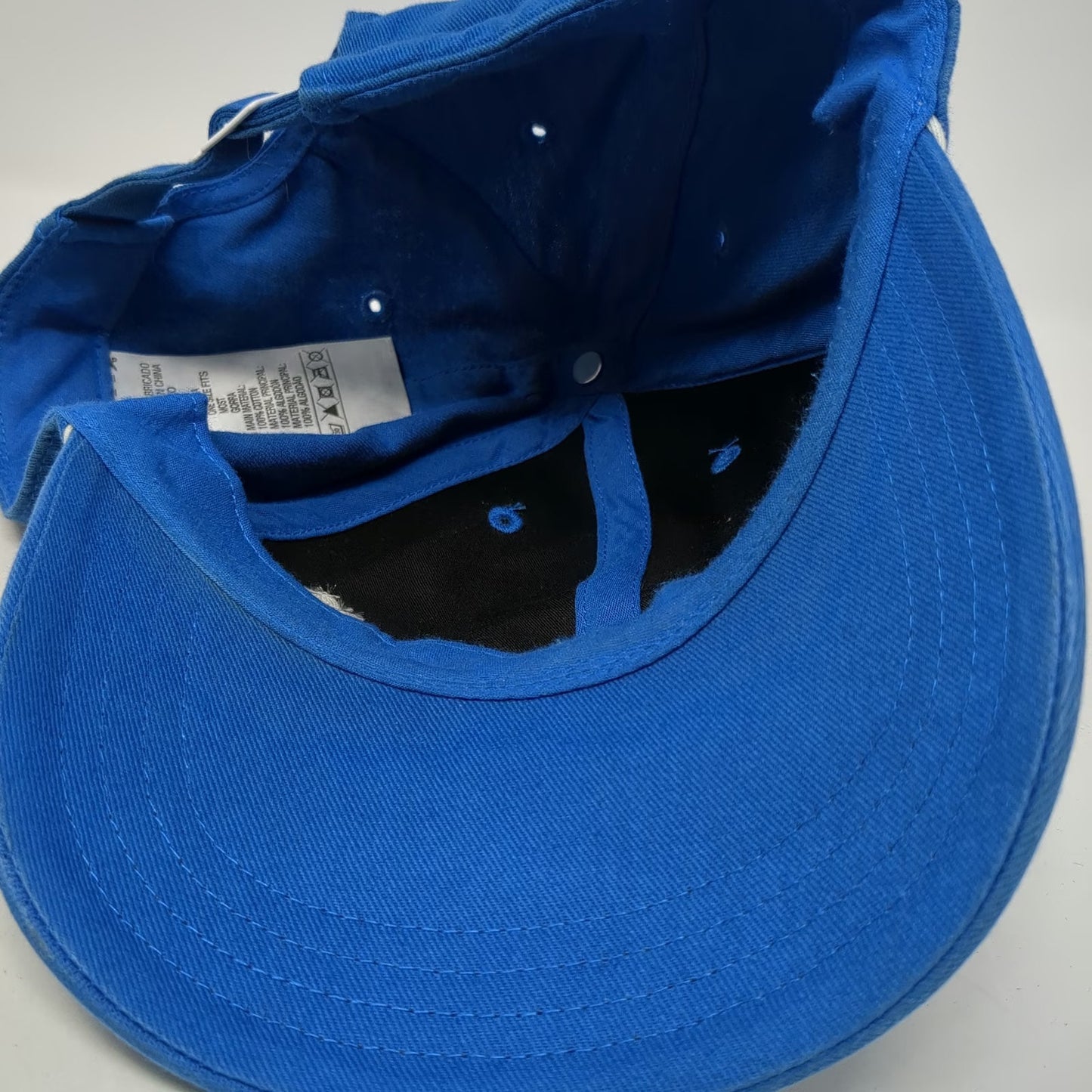 Adidas Baseball Cap Blue One Size Embroidered Logo White Piping Slideback Hat